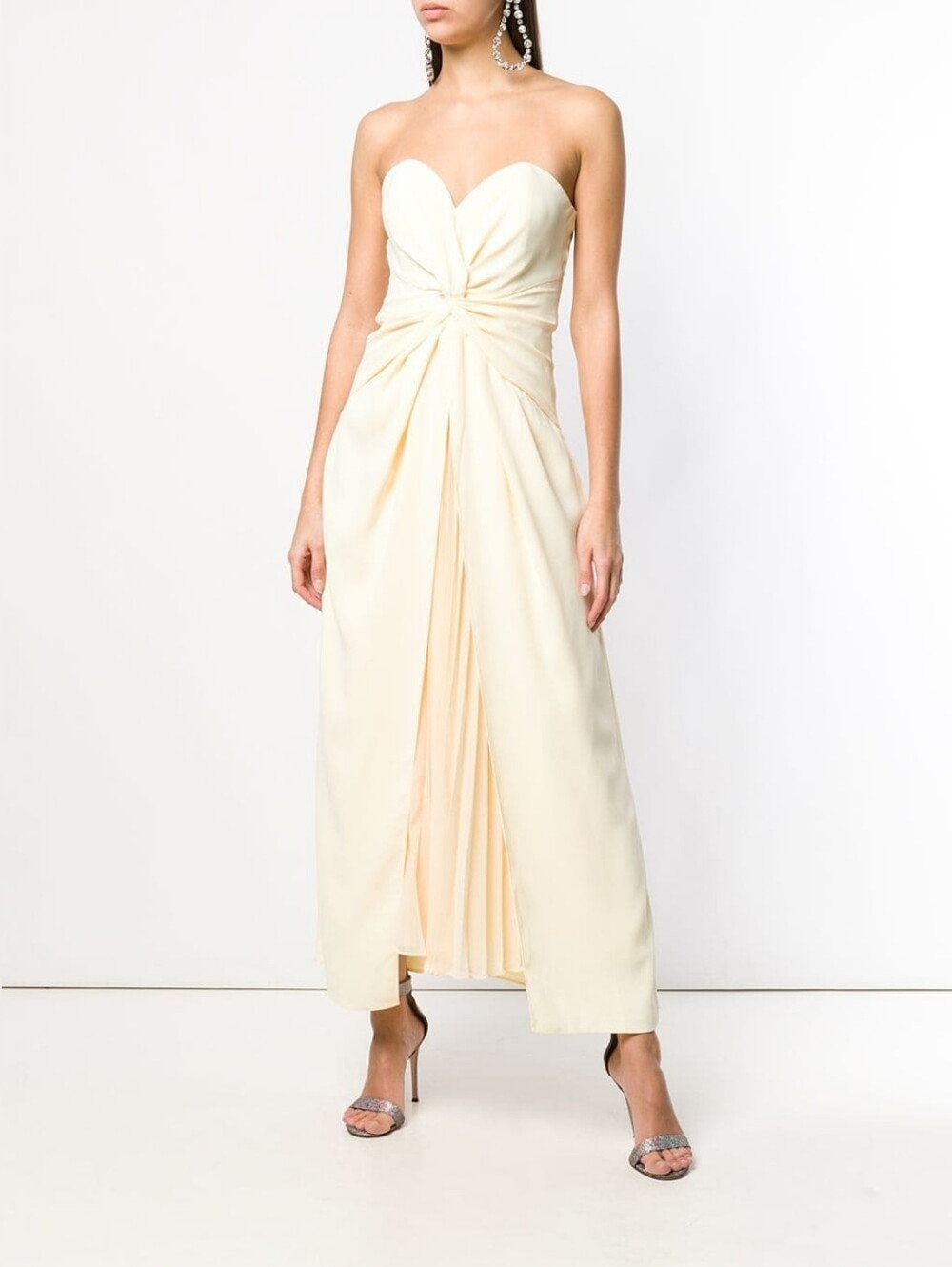 Self-Portrait Strapless Cream Twist-Front Maxi Dress Size 6